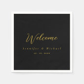 Metallic Gold & Schwarz Beruflich Modernes Elegant Serviette (Vorderseite)