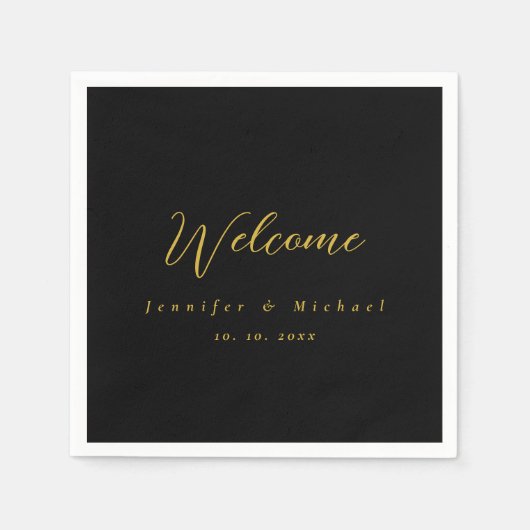 Metallic Gold & Schwarz Beruflich Modernes Elegant Serviette (Vorderseite)