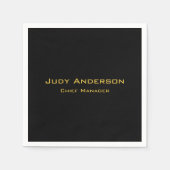 Metallic Gold & Schwarz Beruflich Modernes Elegant Serviette (Vorderseite)