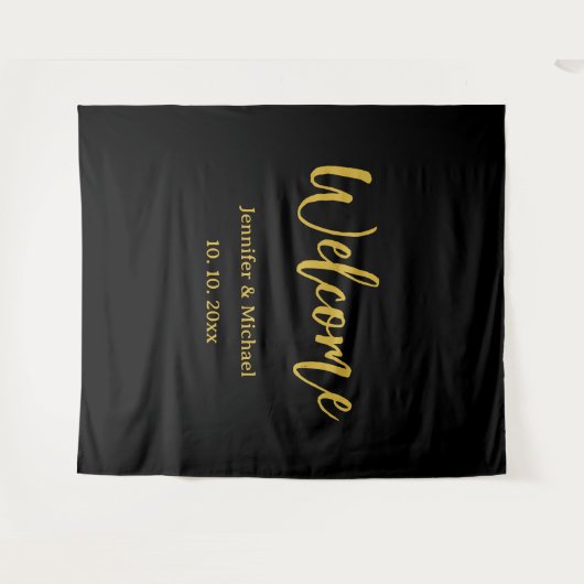 Metallic Gold & Schwarz Beruflich Modernes Elegant Wandteppich (Vorderseite (Horizontal))