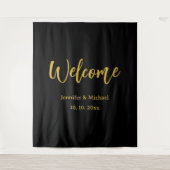 Metallic Gold & Schwarz Beruflich Modernes Elegant Wandteppich (Vorderseite)