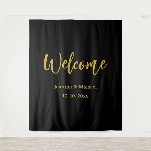 Metallic Gold & Schwarz Beruflich Modernes Elegant Wandteppich (Vorderseite)