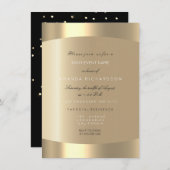 Metallic Gold Schwarz-weiß Minimal Sepia formell Einladung (Vorne/Hinten)
