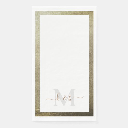 Metallic Gold Script Monogram Elegant Wedding Serviette (Vorderseite)