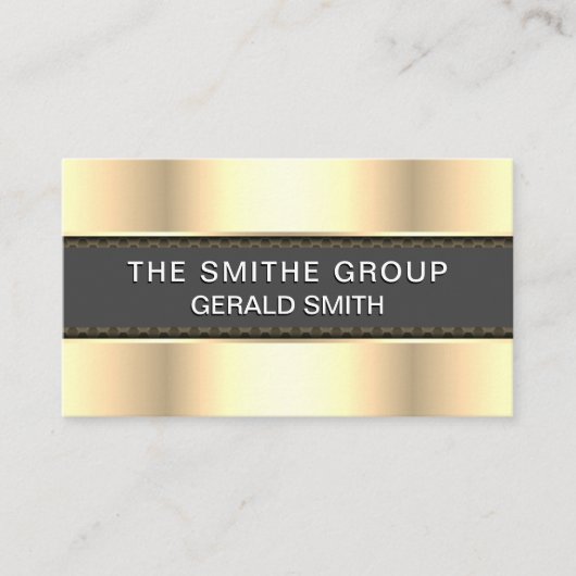 Metallic Gold Shine | Grauer Banner Visitenkarte (Vorderseite)