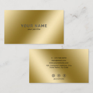 Metallic Gold Shiny Minimalistisch Social Media Ic Visitenkarte