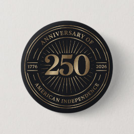 Metallic Gold Simple Text 250 American Black  Button
