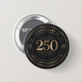 Metallic Gold Simple Text 250 American Black Button (Vorne & Hinten)