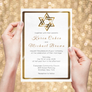 Metallic Gold Star von David Jewish Wedding Einladung
