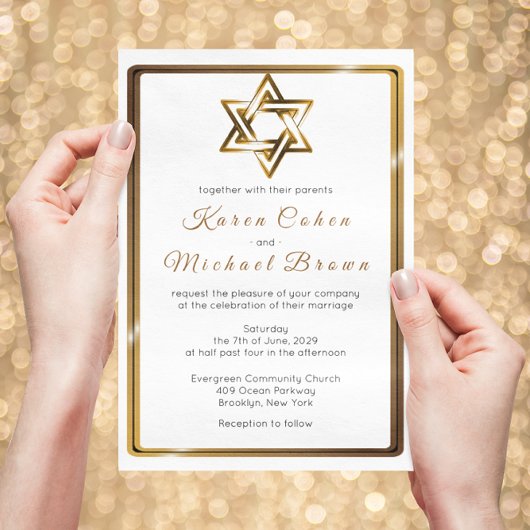 Metallic Gold Star von David Jewish Wedding Einladung
