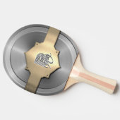 Metallic Gold Steel trompe l’oeil Monogram Tischtennis Schläger (Seitenansicht)