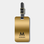 Metallic gold texture monogram gepäckanhänger (Vorderseite vertikal)