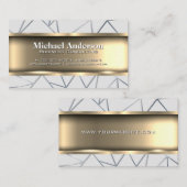 Metallic Gold Trim | Abstrakte Linien Visitenkarte (Vorne/Hinten)