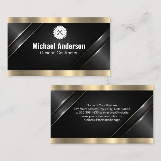 Metallic Gold Trim | Saw Hammer Bau Visitenkarte (Vorne/Hinten)