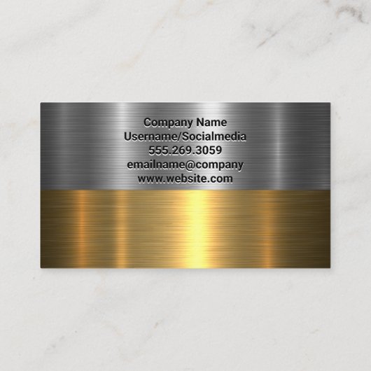 Metallic | Gold und Stahl Visitenkarte (Rückseite)