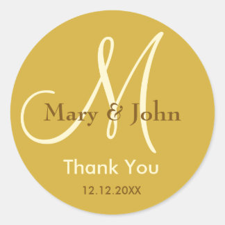 Metallic Gold Vielen Dank für Ihr Hochzeitsticker Runder Aufkleber