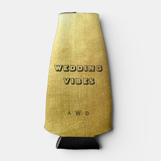 Metallic Gold Wedding Vibes Flaschenkühler (Vorderseite)