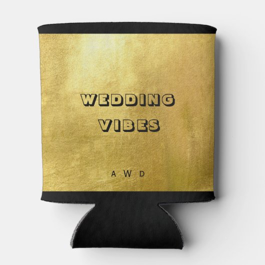 Metallic Gold Wedding Vibes Monogram kann kühler Dosenkühler (Rückseite)