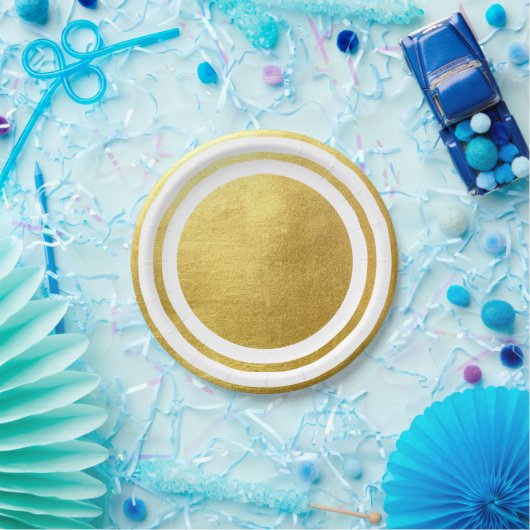 Metallic Gold White Generic Wedding Pappteller (Party)