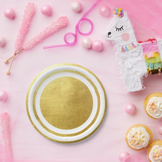 Metallic Gold White Generic Wedding Pappteller (Party)