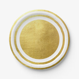 Metallic Gold White Generic Wedding Pappteller