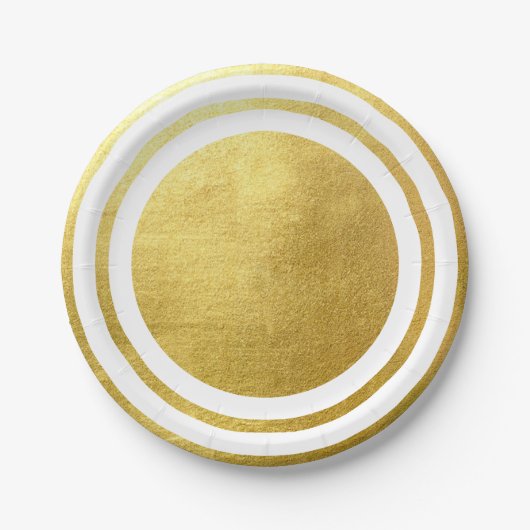 Metallic Gold White Generic Wedding Pappteller (Vorderseite)