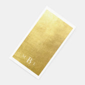 Metallic Gold White Monogram Wedding Serviette (Ecke)