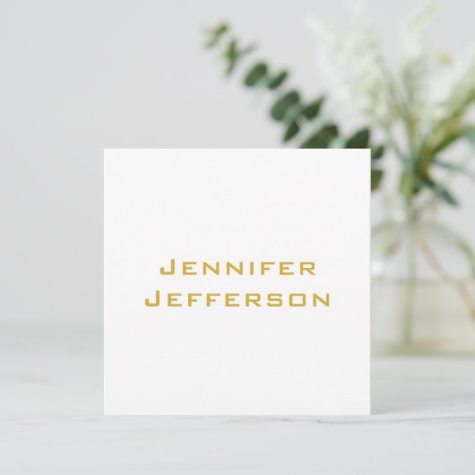 Metallic Gold & White Professional Modern Card (Stehend Vorderseite)