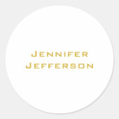 Metallic Gold & White Professional Modern Elegant Runder Aufkleber (Vorderseite)