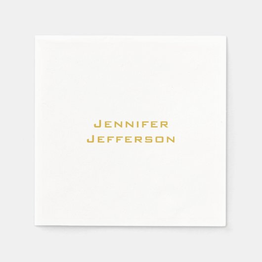 Metallic Gold & White Professional Modern Elegant Serviette (Vorderseite)