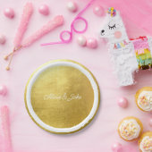 Metallic Gold White Script Names Wedding Pappteller (Party)