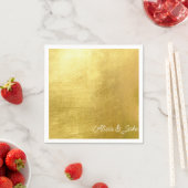 Metallic Gold White Script Names Wedding Serviette (Beispiel)