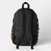 Metallic Gold with Black Square Pattern Style Bedruckter Rucksack (Rückseite)