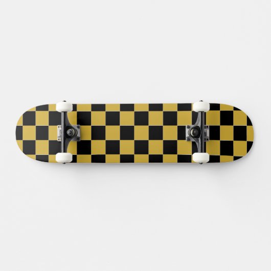 Metallic Gold with Black Square Style Skateboard (Horizontal)