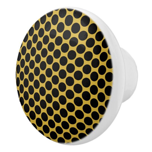 Metallic Gold with Modern Black Dot Style Hexagon Keramikknauf (Rechts)