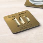 Metallic golden 10. Hochzeitstag Getränkeuntersetzer (Linke Seite)