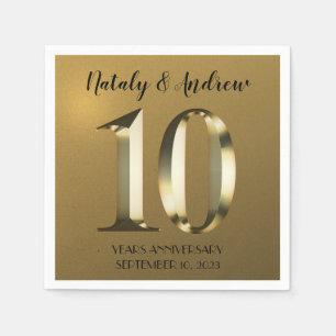 Metallic golden 10. Hochzeitstag Serviette