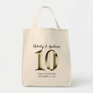 Metallic golden 10. Hochzeitstag Tragetasche
