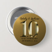 Metallic golden 10. Wedding Button (Vorne & Hinten)