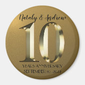 Metallic golden 10. Wedding Magnet (Vorne)