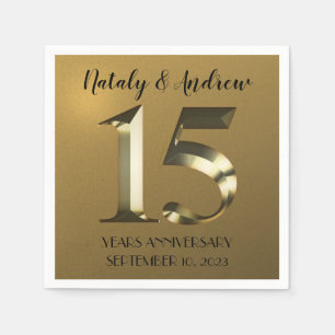 Metallic golden 15. Hochzeitstag Serviette