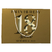 Metallic golden 18. Geburtstag Große Geschenktüte (Rückseite)