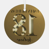 Metallic golden 18. Geburtstag Ornament Aus Glas (Rückseite)