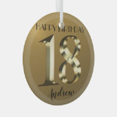 Metallic golden 18. Geburtstag Ornament Aus Glas (Vorderseite Rechts)