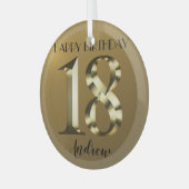 Metallic golden 18. Geburtstag Ornament Aus Glas (Vorderseite links)