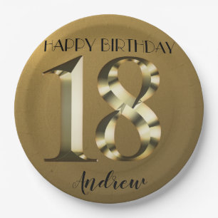Metallic golden 18. Geburtstag Pappteller