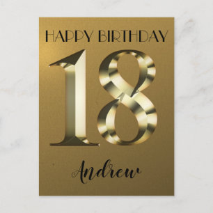 Metallic golden 18. Geburtstag Postkarte