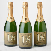 Metallic golden 18. Geburtstag Sparkling Weinlabel Schaumweinetikett (Flaschen)