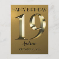 Metallic golden 19. Geburtstag
