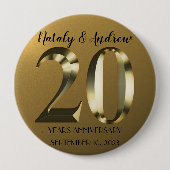 Metallic golden 20. Hochzeitstag Button (Vorderseite)